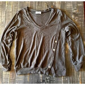 Gilli Brown Ribbed Button Sweater Size M